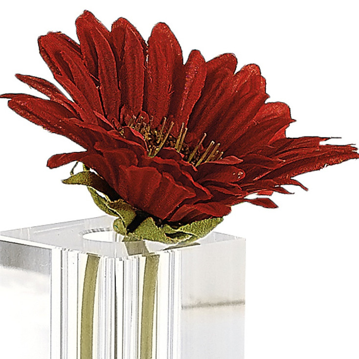 7" Hand Crafted Crystal Square Optical Bud Vase