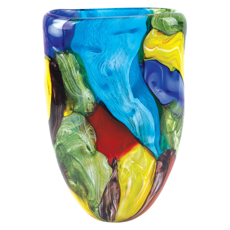 11" Multicolor Glass Art Oval Vase