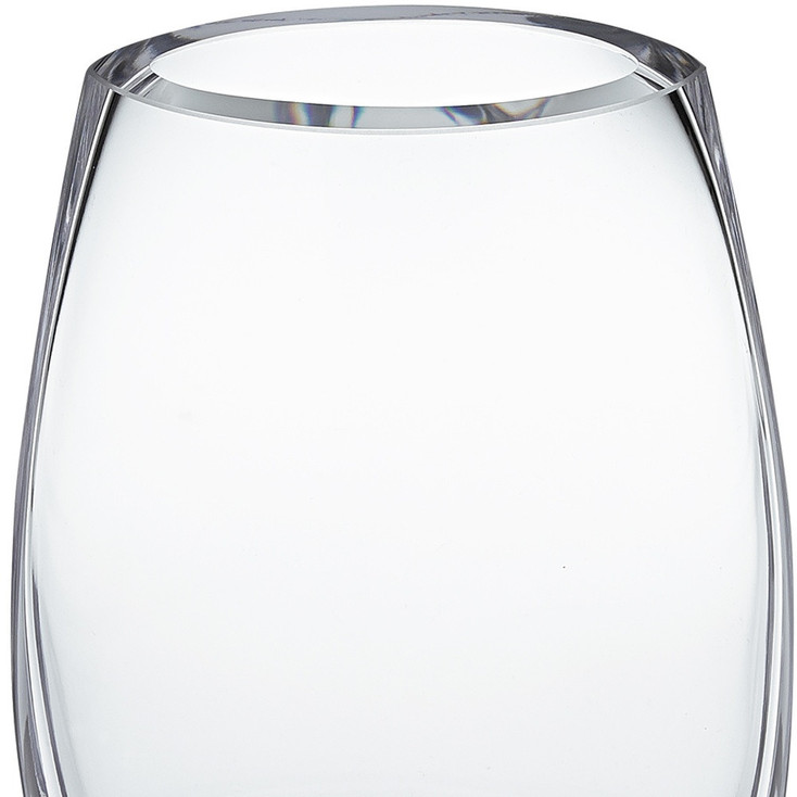 8" Mouth Blown Polish Oval Thick Walled Vase