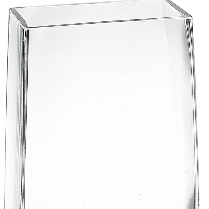 9" Clear Glass Rectangle Handmade Vase