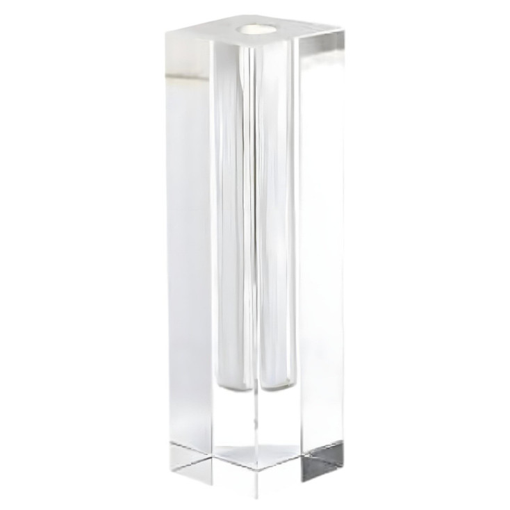 Modern Clear Tall Block Optical Crystal Vase