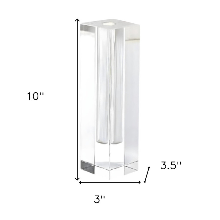 Modern Clear Tall Block Optical Crystal Vase