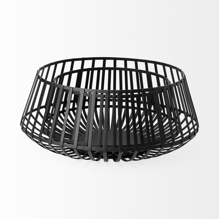 Set of Two Black Metal Wire Decorative Bowls