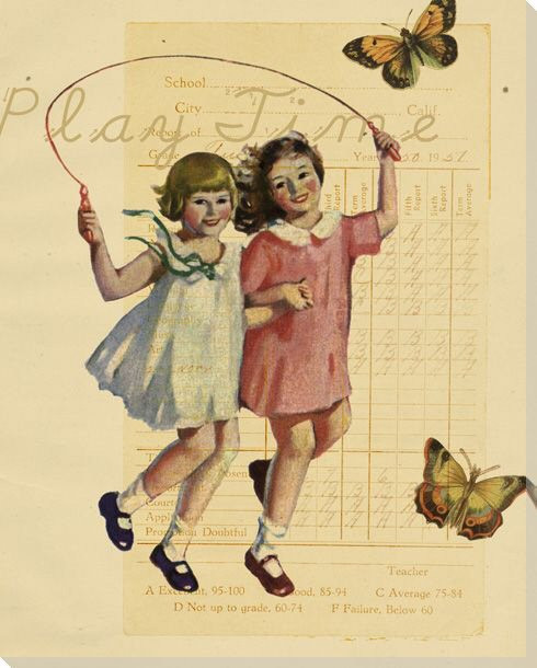 Girls Play Time Wrapped Canvas Giclee Print Wall Art