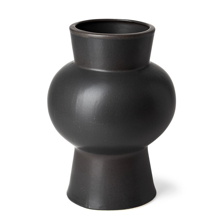 11" Matte Black Contempo Deco Ceramic Vase