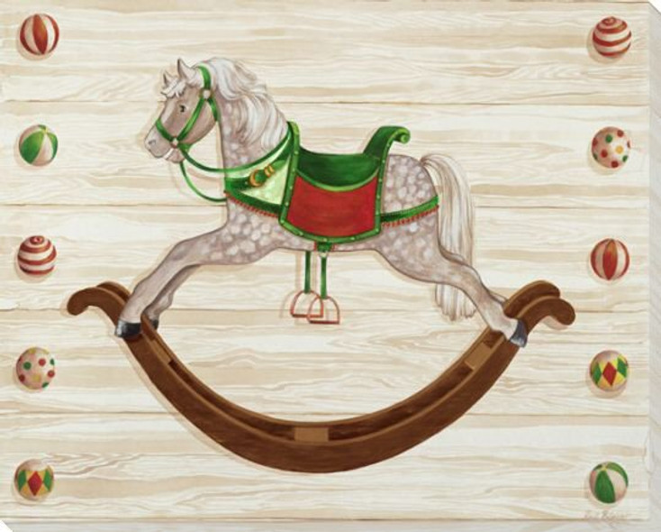Rocking Horse on Rails Wrapped Canvas Giclee Print Wall Art