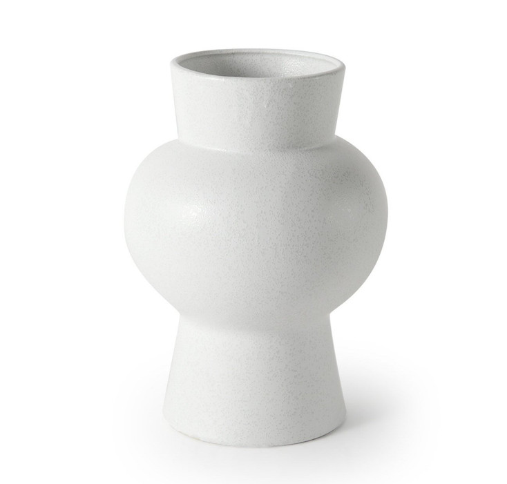 11" White Contempo Deco Ceramic Vase