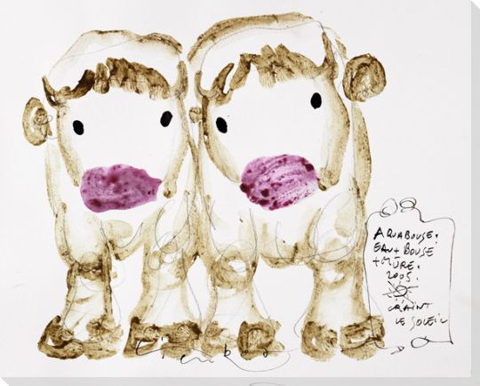Two Cows Wrapped Canvas Giclee Print Wall Art