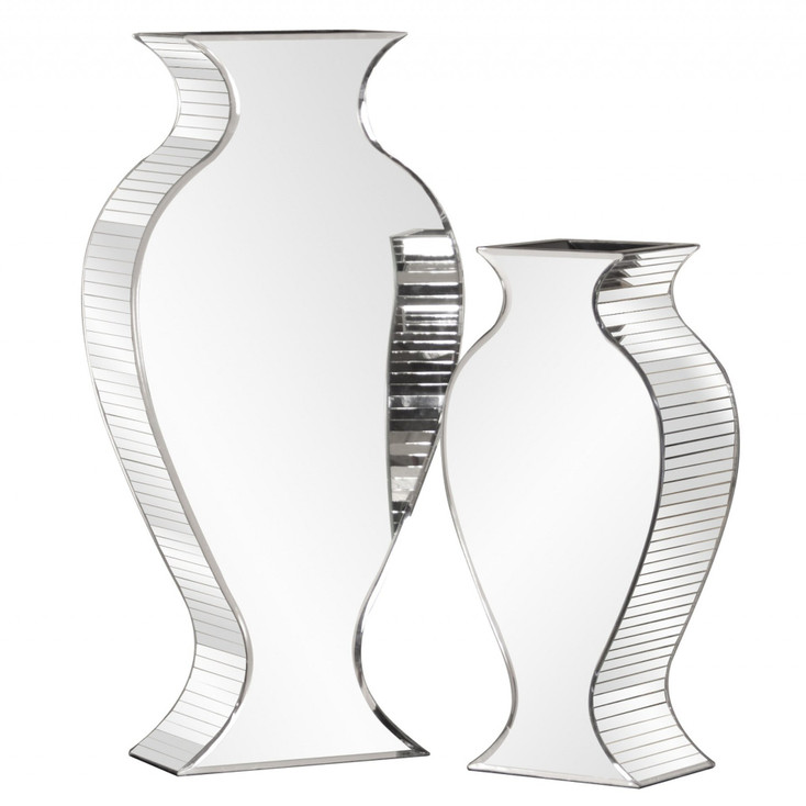 Beveled Mirrored Panel Curvy Tall Vase