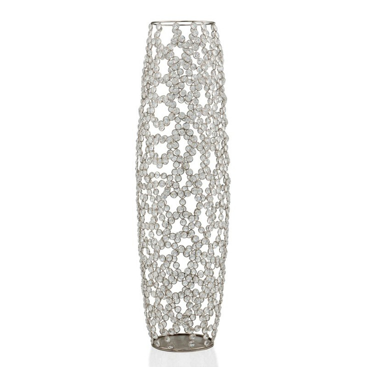 32" Silver Bling Faux Crystal Abstract Twigs Barrel Floor Vase