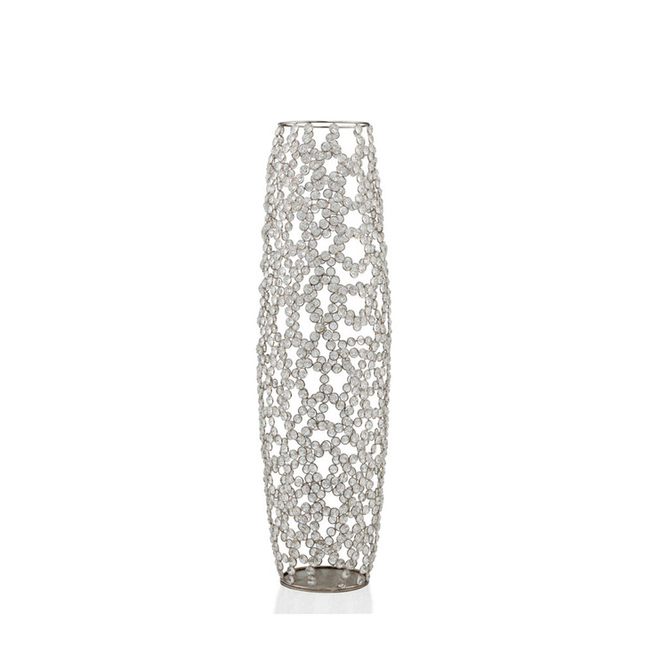 32" Silver Bling Faux Crystal Abstract Twigs Barrel Floor Vase