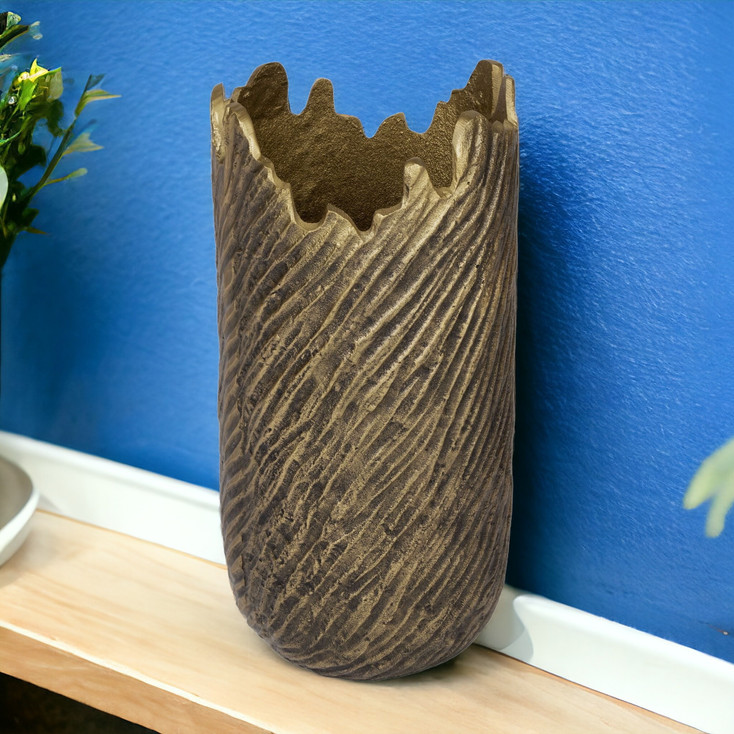 17" Gold Abstract Aluminum Table Vase