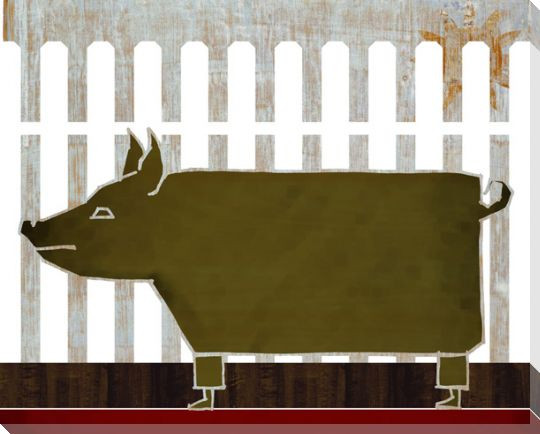 Farm Raised Pig Wrapped Canvas Giclee Print Wall Art
