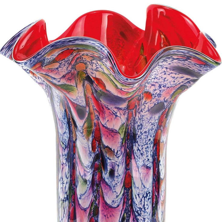 17" Multicolor Glass Art Napkin Vase