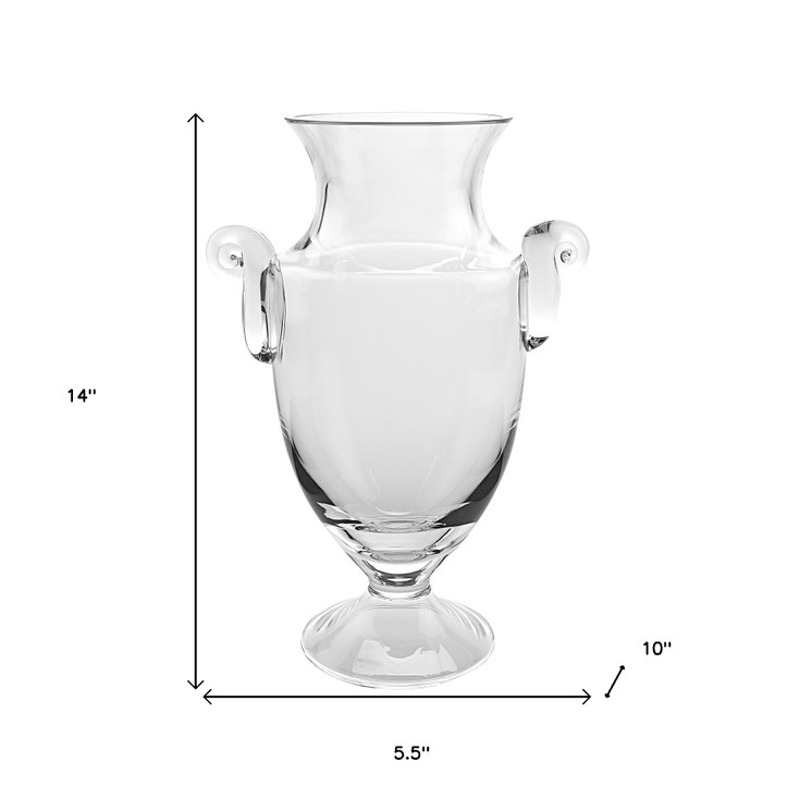 14" Mouth Blown Crystal European Made Trophy Vase