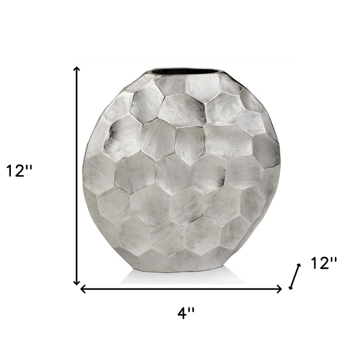 12" Silver Aluminum Cylinder Table Vase