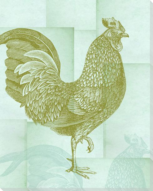 Silk Rooster Bird Wrapped Canvas Giclee Print Wall Art