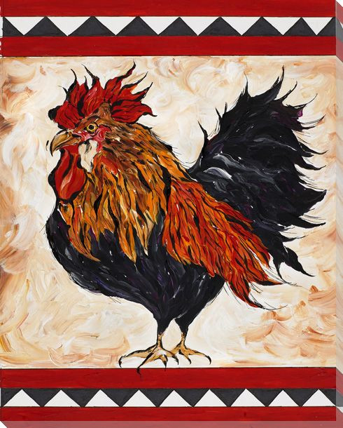 Showy Rooster Bird Wrapped Canvas Giclee Print Wall Art