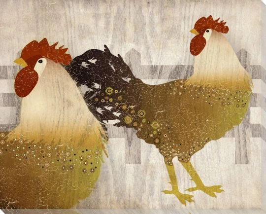 Adorned Chicken Birds 4 Wrapped Canvas Giclee Print Wall Art