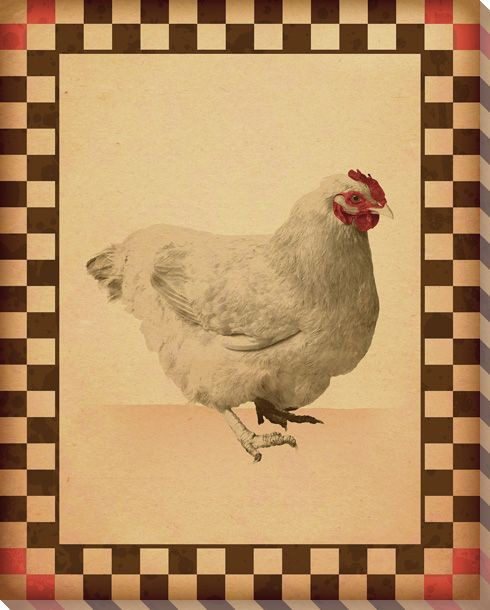 Red Comb Chicken Bird 2 Wrapped Canvas Giclee Print Wall Art