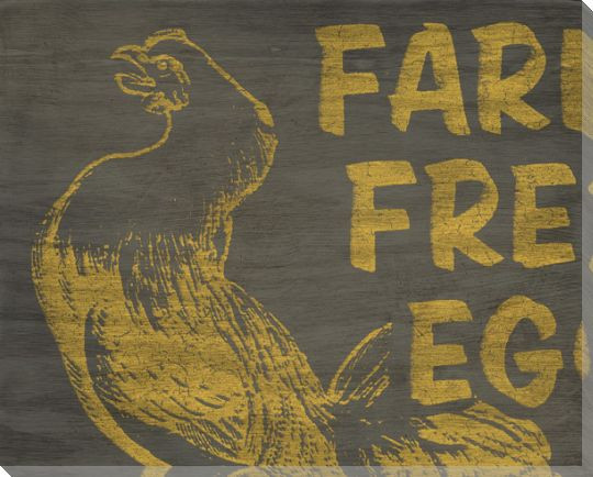 Chicken Bird Market Sign Wrapped Canvas Giclee Print Wall Art