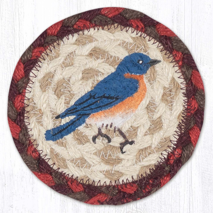 Bluebird Printed Round Jute Coaster