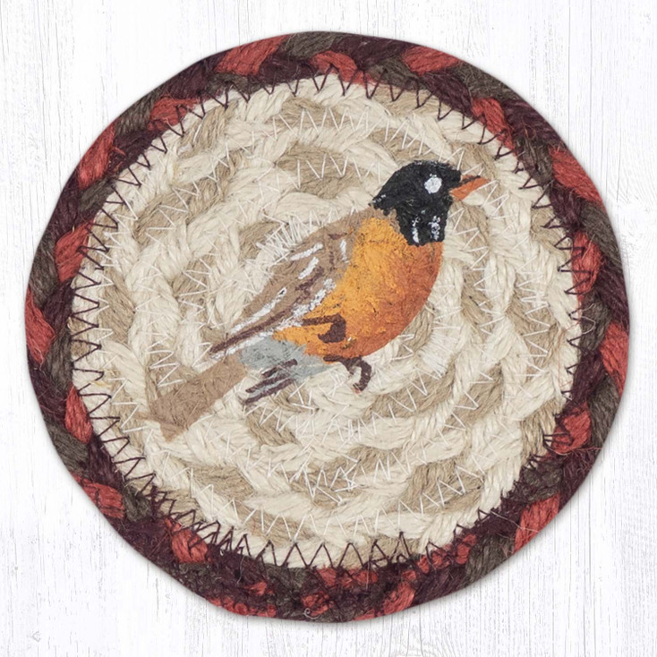 Robin Printed Jute Round Coaster