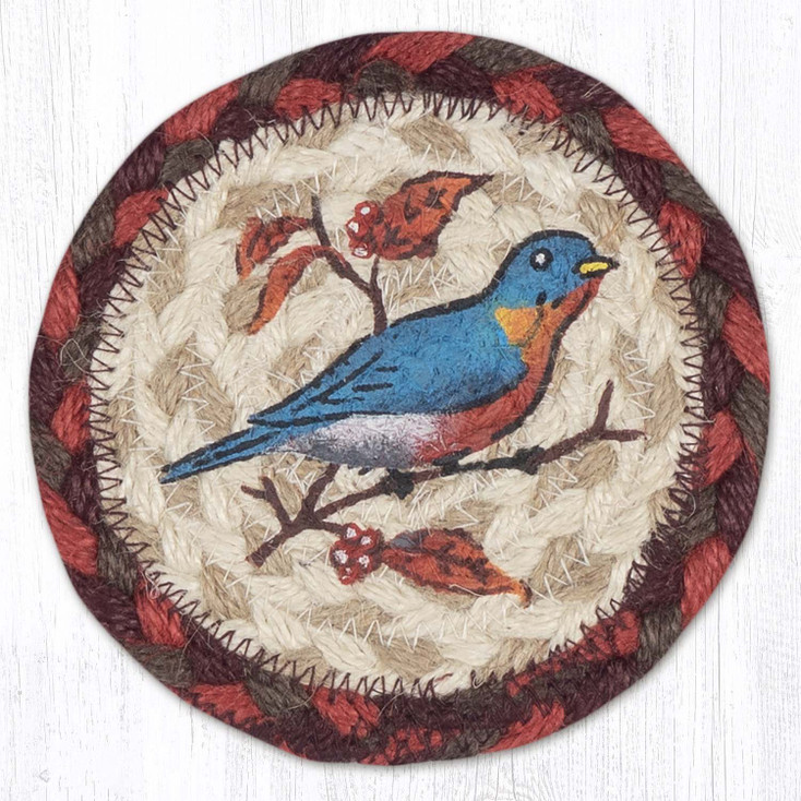 Wildlife Bluebird Printed Jute Round Coaster