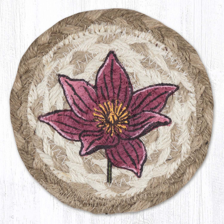 Lily Printed Jute Round Coaster