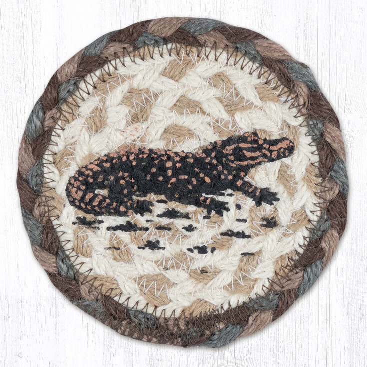 Alligator Printed Jute Round Coaster