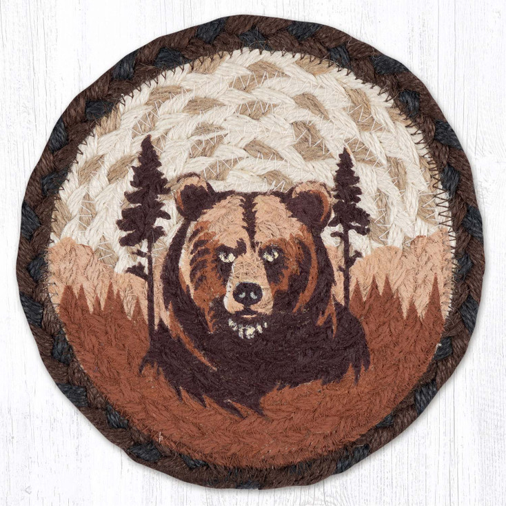 Brown Bear Round Large Jute Coaster