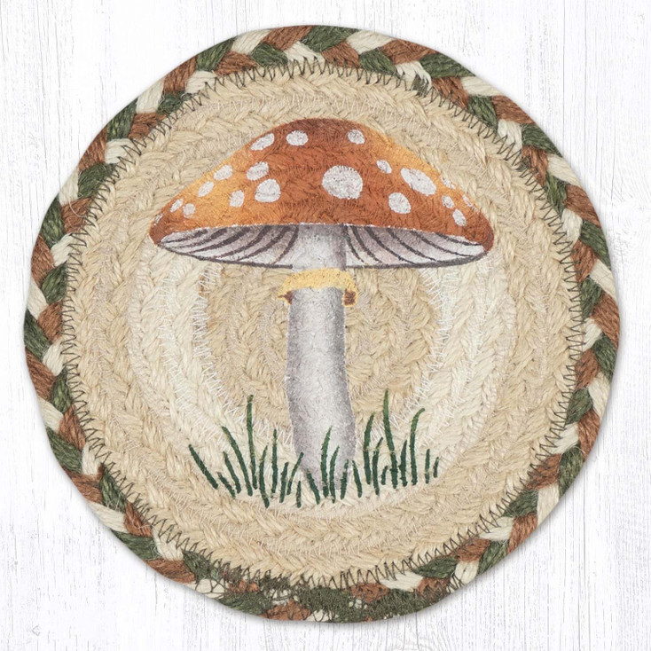Light Mushroom Round Large Jute Coaster