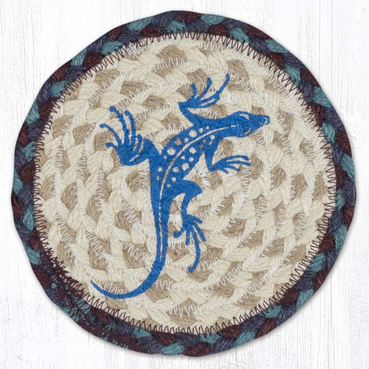 Southwestern Gecko Round Large Jute Coaster