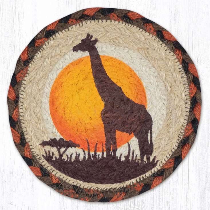 Giraffe Round Large Jute Coaster