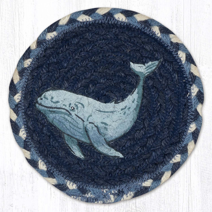 Beluga Whale Round Large Jute Coaster