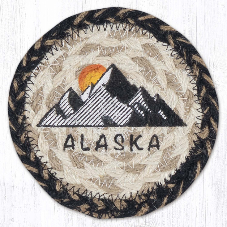 Alaska Printed Jute Round Coaster