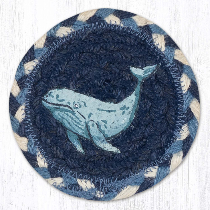 Beluga Whale Printed Jute Round Coaster