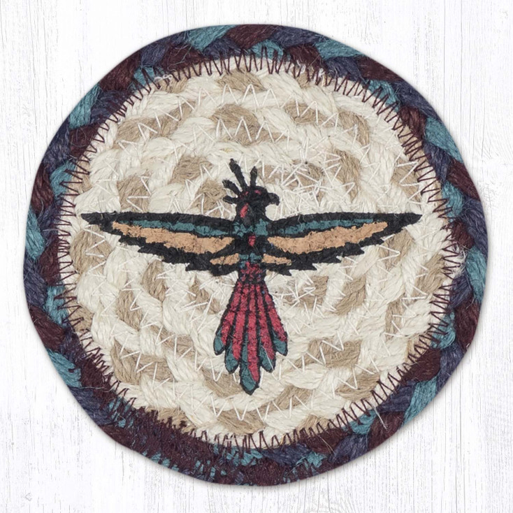 Thunderbird Printed Jute Round Coaster