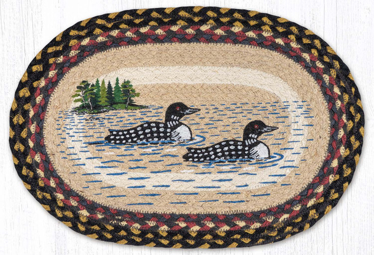13" x 19" Loon Patch Oval Jute Placemat