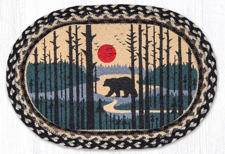 13" x 19" Bear Scene Oval Jute Placemat