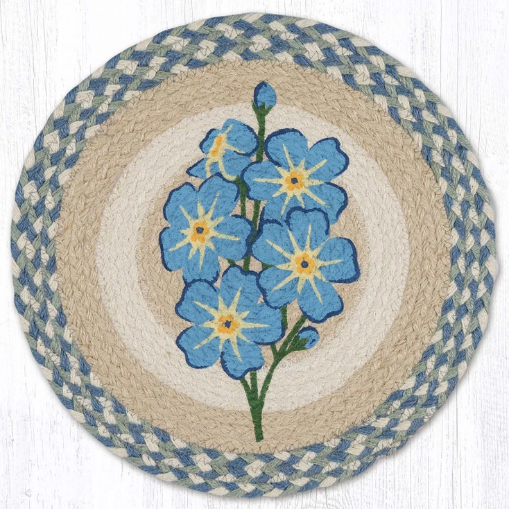 15" x 15" Forget Me Not Printed Round Jute Placemat