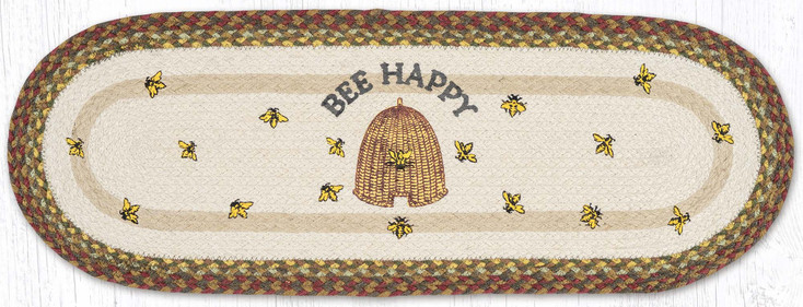 13" x 36" Bee Happy Oval Table Runner