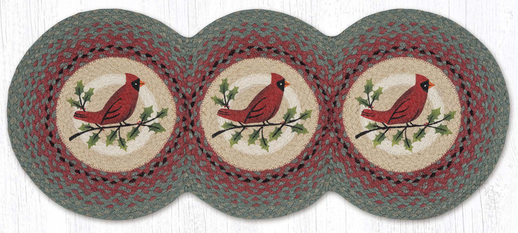 15" x 36" Holly Cardinal Printed Tri Circle Table Runner