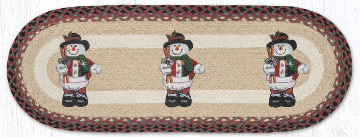 13" x 36" Snowman in Top Hat Oval Table Runner
