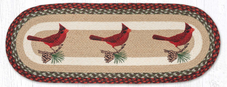 13" x 36" Cardinal Pinecone Oval Table Runner