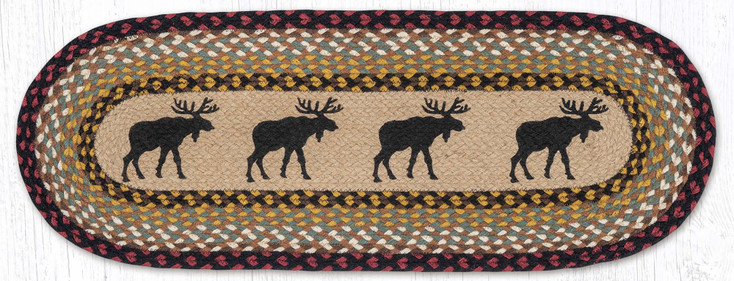 13" x 36" Black Moose Oval Table Runner