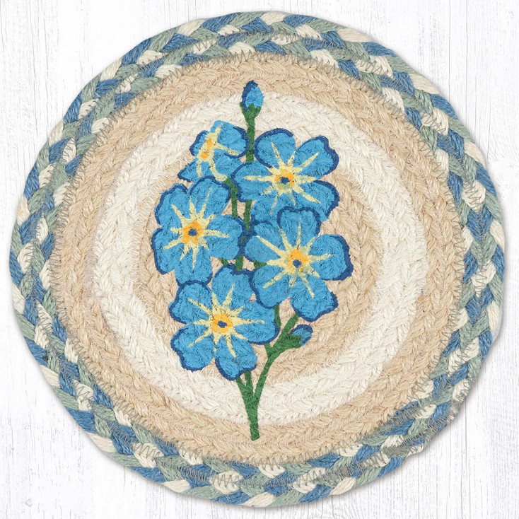 Forget Me Not Printed Round Jute Trivet