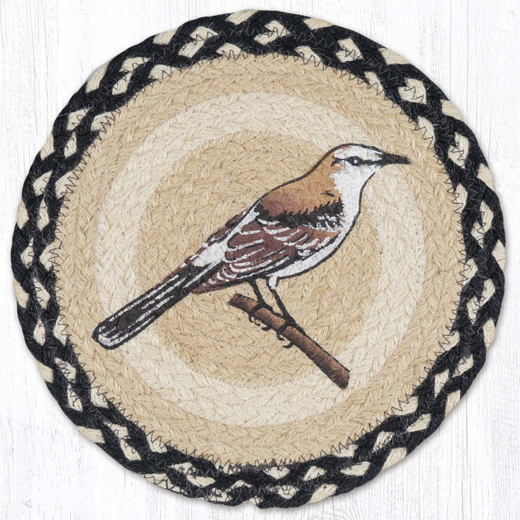 Mocking Bird Printed Round Jute Trivet