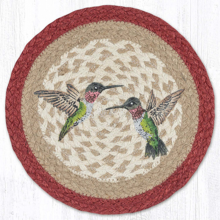 Hummingbird Printed Jute Round Trivet
