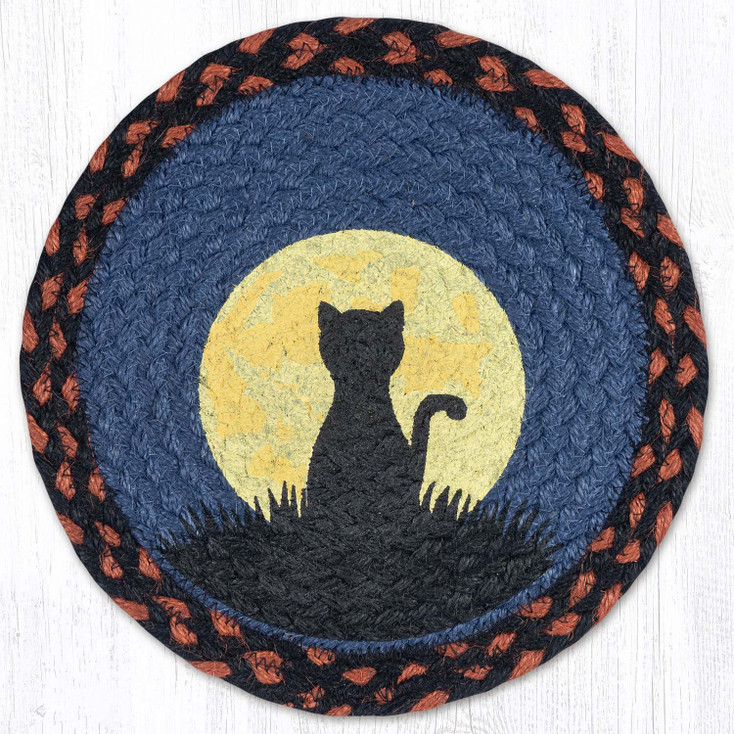 Cat and Moon Printed Round Jute Trivet